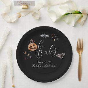 Boho Halloween Gender Neutral Oh Baby Shower Paper Plate