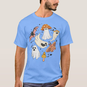 Boho Halloween Ghost Butterflies Mushrooms and Bat T-Shirt