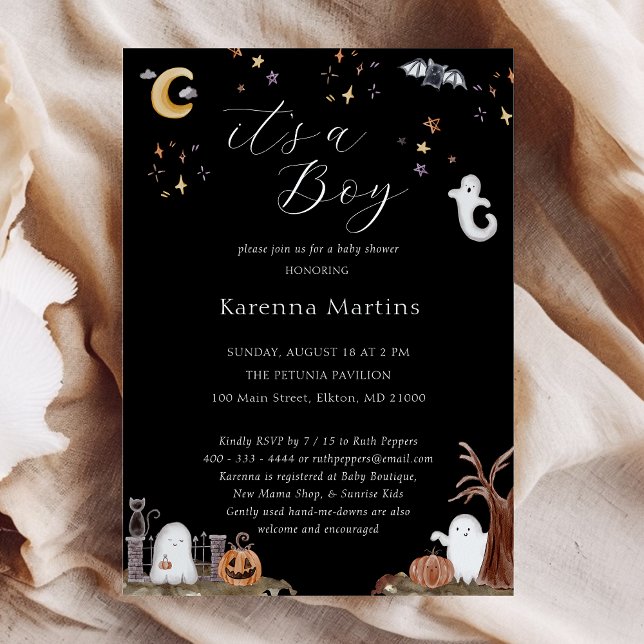 Boho Halloween It's a Boy Baby Shower Invitation (Creator Uploaded)