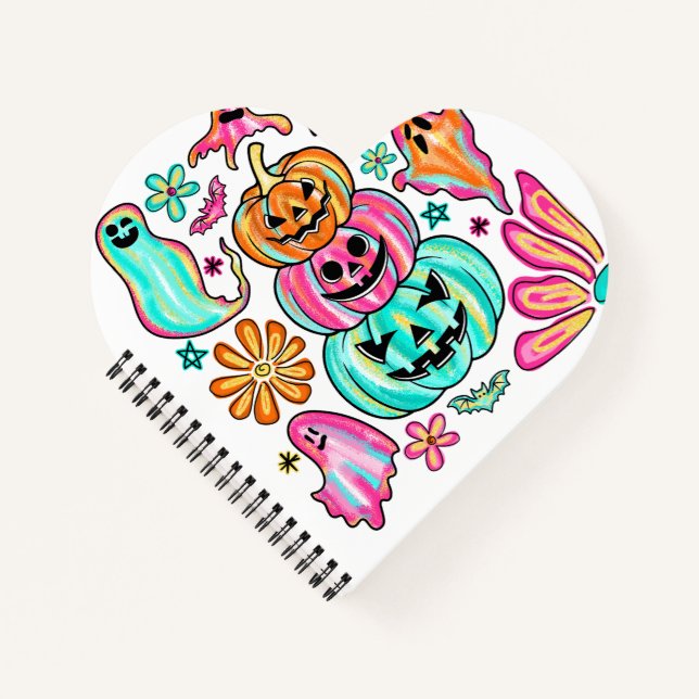 Boho Halloween Pumpkin Ghost Notebook (Front)