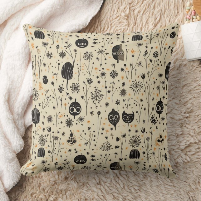 Boho Halloween Seamless Pattern Cushion (Blanket)