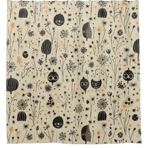 Boho Halloween Seamless Pattern Shower Curtain