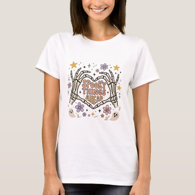 Boho Halloween Skeleton Hand T-Shirt (Front)