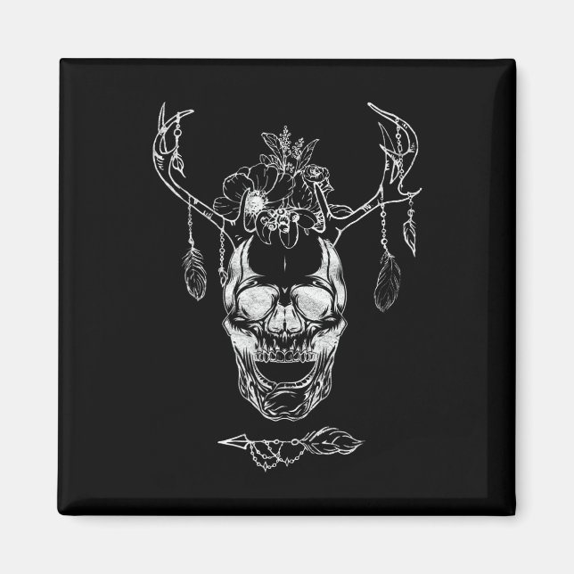 Boho Halloween Skull  Magnet (Front)