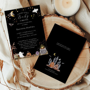 Boho Halloween Sweet Little Baby is Brewing Shower Invitation