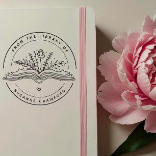 Boho Hand-Drawn Custom "From The Library Of"  Self-inking Stamp