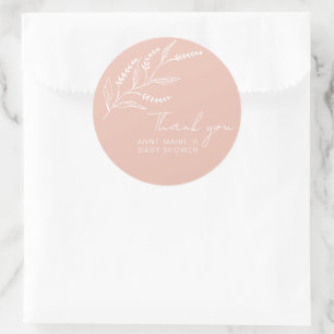 Boho Hand-drawn Lavender Pink Baby Shower Classic Round Sticker