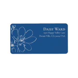 Boho Hand-Drawn Wildflower Address Labels | Blue