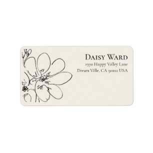 Boho Hand-Drawn Wildflower Address Labels   Cream