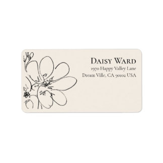 Boho Hand-Drawn Wildflower Address Labels | Cream