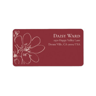 Boho Hand-Drawn Wildflower Address Labels | Red