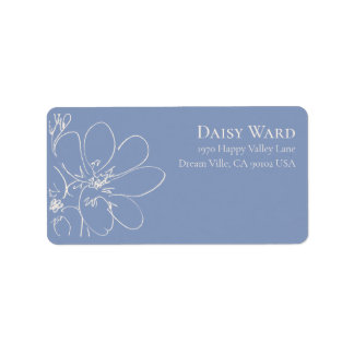Boho Hand-Drawn Wildflower Address Labels Sky Blue