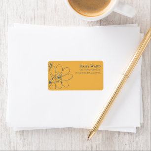 Boho Hand-Drawn Wildflower Address Labels   Yellow