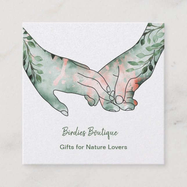 Boho Hands Square Business Card (Front)