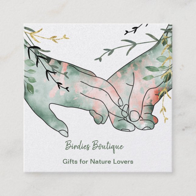 Boho Hands Square Business Card (Front)