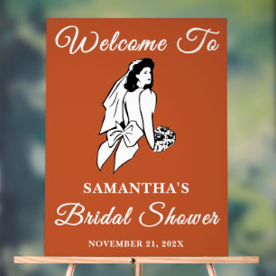 Boho Handwritten Script Fall Bridal Shower Welcome Acrylic Sign