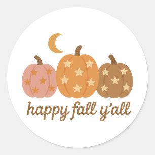 Boho Happy Fall Y'all Starry Pumpkins Classic Round Sticker