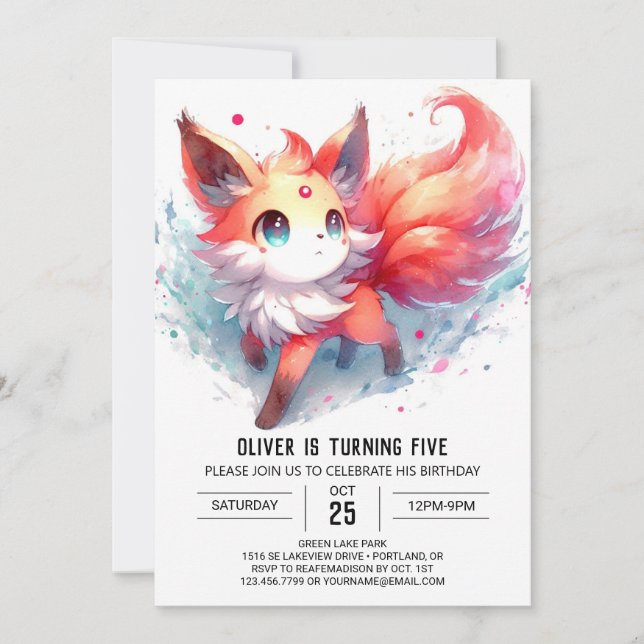 Boho Happy Fox Birthday Invitation (Front)