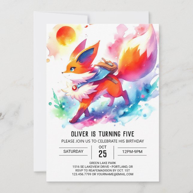 Boho Happy Fox Birthday Invitation (Front)
