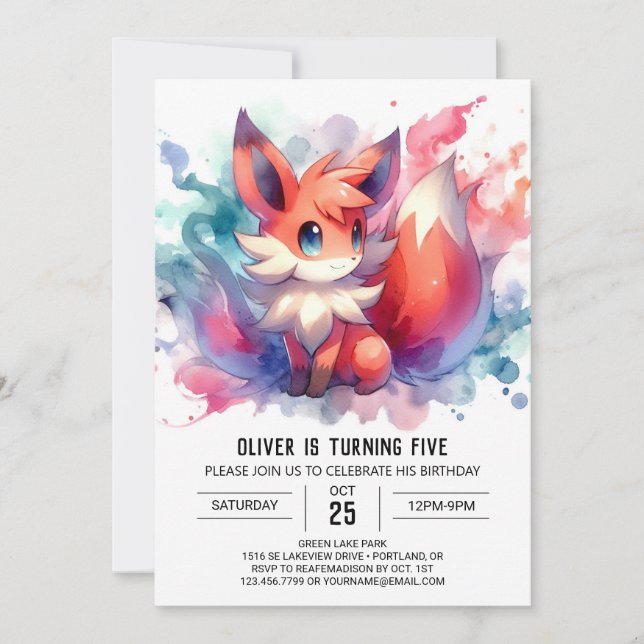  Boho Happy Fox Birthday Invitation (Front)