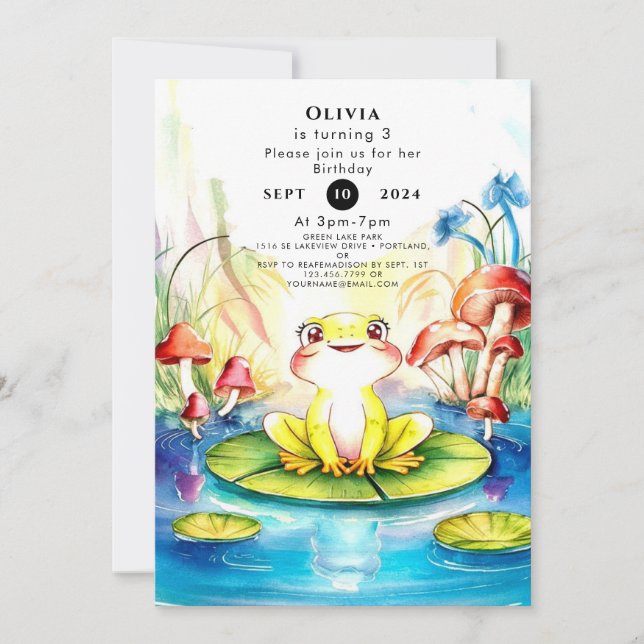 Boho Happy Frog Birthday Invitation (Front)