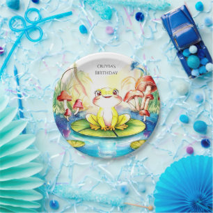 Boho Happy Frog Birthday Paper Plate