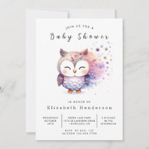 Boho Happy Owl Baby Shower Invitation
