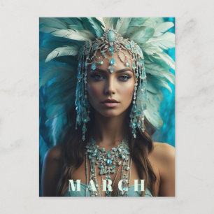*~* Boho Headdress MARCH AP53 AQUAMARINE Postcard