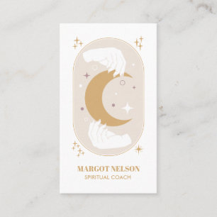 Boho Healing Hand Celestial Moon Tarot Purple Business Card