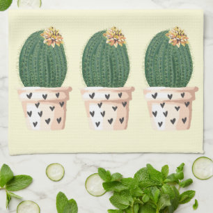 Boho Heart Cactus Pot Tea Towel