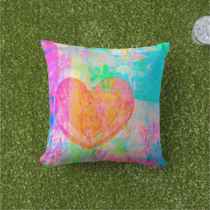 Boho Heart Collage Outdoor Cushion