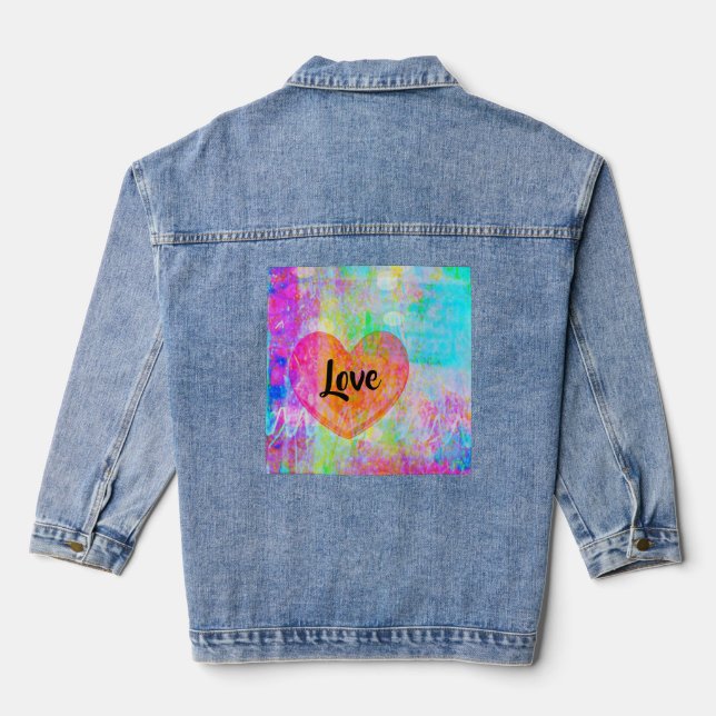 Boho Heart Love Denim Jacket (Back)