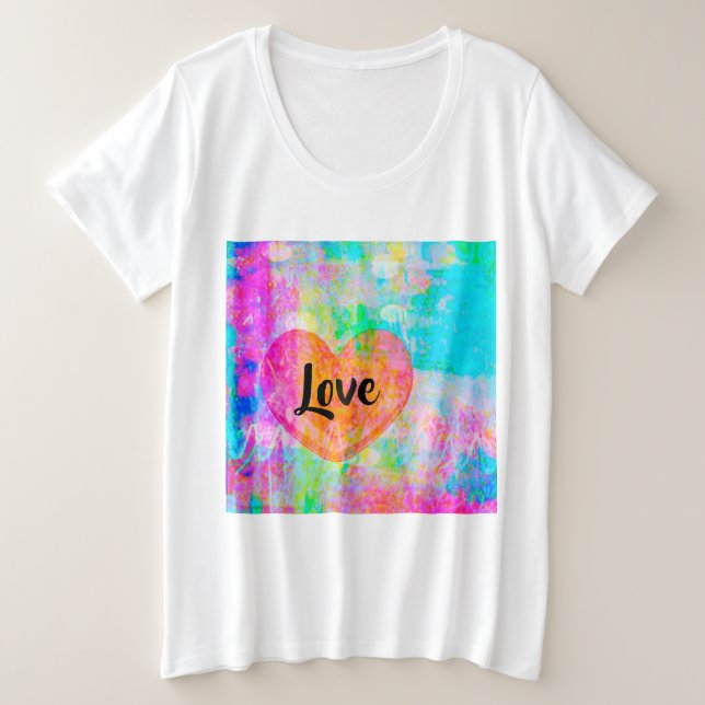 Boho Heart Love Plus Size T-Shirt (Design Front)