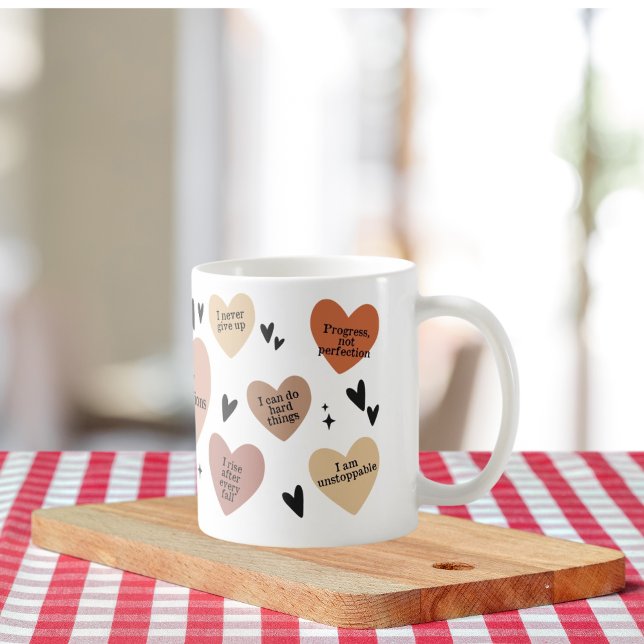 Boho Heart Quote, Positive Empowerment Care Gift Coffee Mug (Creator Uploaded)