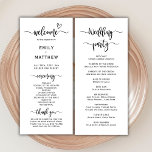 Boho Heart Script Calligraphy Wedding Ceremony Programme<br><div class="desc">Chic Boho Heart Script wedding program is perfect for a modern minimal wedding. All the wedding ceremony information and the wedding party's name listed on this program. Design featuring black cursive hand lettered typography/calligraphy brush font on a white background, with a simple clean look. Including the name of the bride...</div>