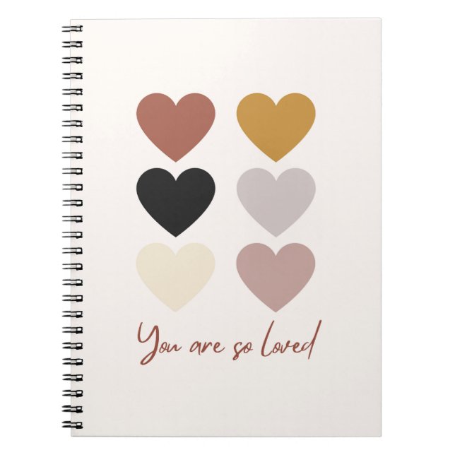 Boho Hearts Love Positive Quote You Are so Loved Notebook (Front)