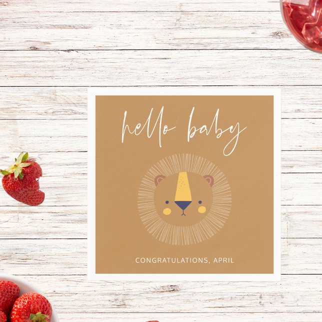 Boho Hello Baby Lion Shower Gold Napkin (Creator Uploaded)
