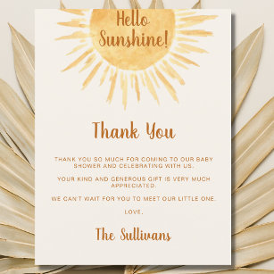 Boho Hello Sunshine Baby Shower Thank You Postcard