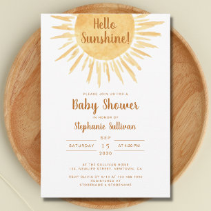 Boho Hello Sunshine Gender Neutral Baby Shower Invitation
