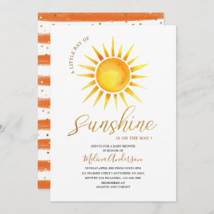 Boho  Hello Sunshine watercolor baby shower Invitation