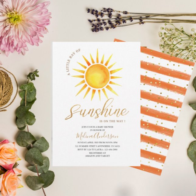Boho  Hello Sunshine watercolor baby shower Invitation (Creator Uploaded)