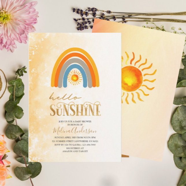 Boho  Hello Sunshine watercolor baby shower Invitation (Creator Uploaded)