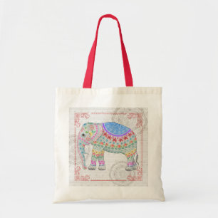 Boho Henna look Decorated Elephant Tote