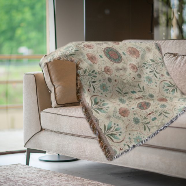 Boho Herb Pattern  Throw Blanket (Creator Uploaded)