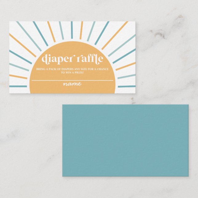 Boho Here Comes the Son Baby Shower Diaper Raffle Enclosure Card (Front/Back)