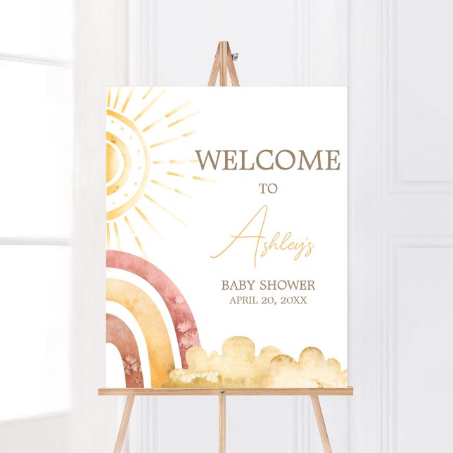 Boho Here Comes the Son Baby Shower Welcome Poster (Sonshine Baby Shower Welcome Sign)