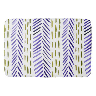 Boho herringbone pattern in purple and green bath mat