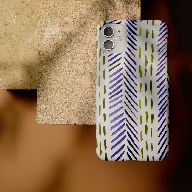 Boho herringbone pattern in purple and green iPhone case (Creator Uploaded)