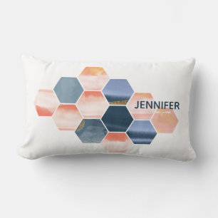 Boho Hexagons Your Name Lumbar Cushion