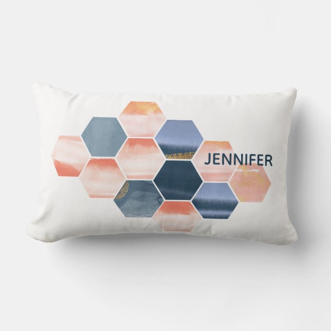 Boho Hexagons Your Name Lumbar Cushion (Front)